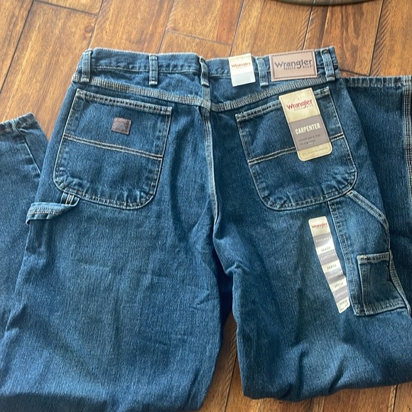Wrangler Rugged Carpenter relaxed seat & thigh fits over boots 36x32 blue denim - Picture 8 of 12